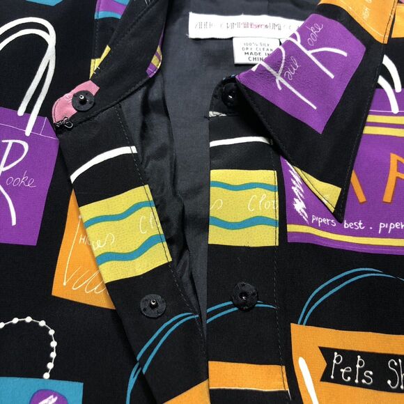 VTG Anne Crimmins for Umi Collections Silk Dress Black Pink Shoulder Pads Size 8 - Picture 7 of 12